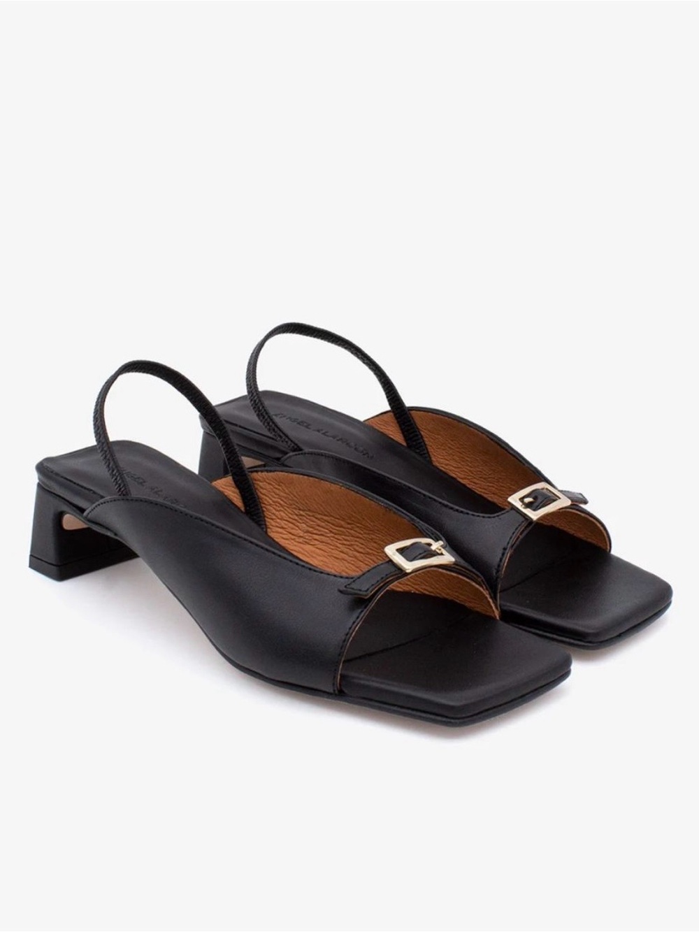 Angel Alarcon Livia Leather Slingback Heeled Sandal in Black Size 6.5